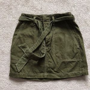 Green mini skirt